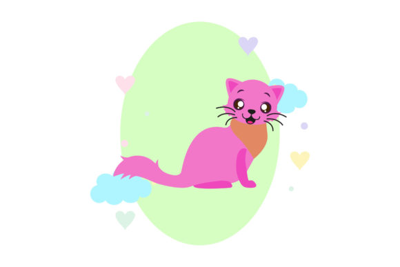 Cat Bautifull with Oval Cloud Background