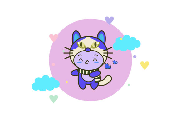 Cat Costume Circle Cloud Bubble