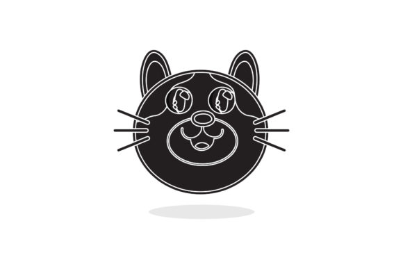 Cat Cute Vector Icon White Line Style