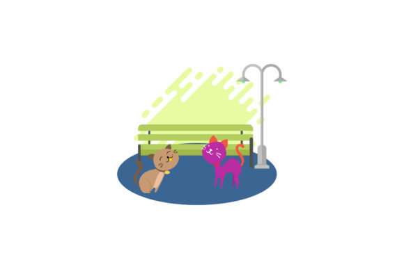 Cat Icon Cute Two Cat Brown and Purple