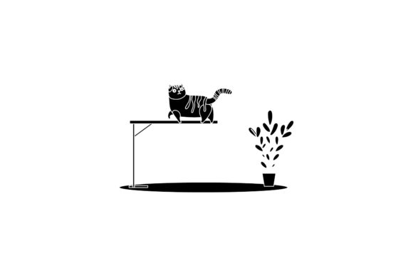 Cat Icon Cute Walk Black Filled