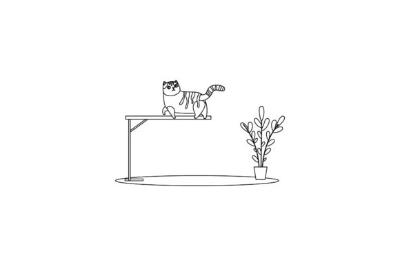 Cat Icon Cute Walk Coloring Page