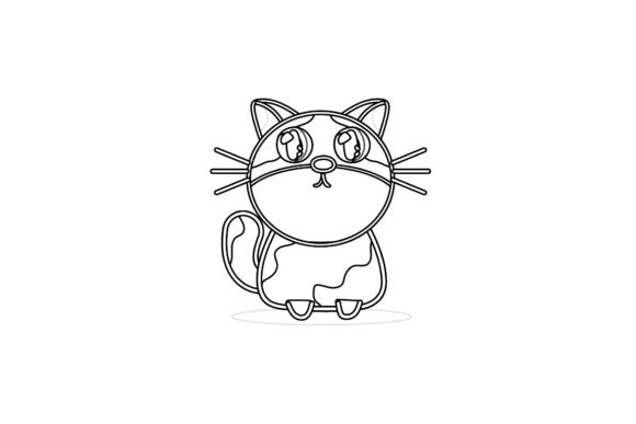 Cat One Cute Character Animal Outline