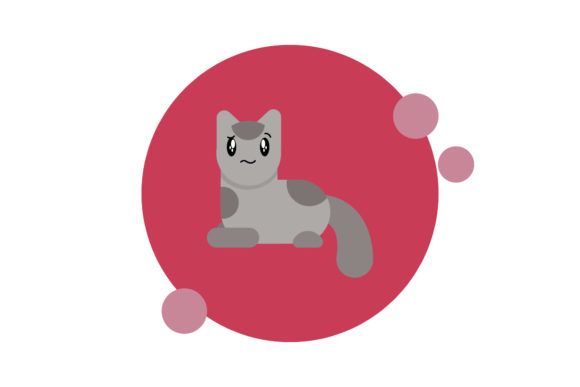 Cat Vector Circle Bubble Line Style