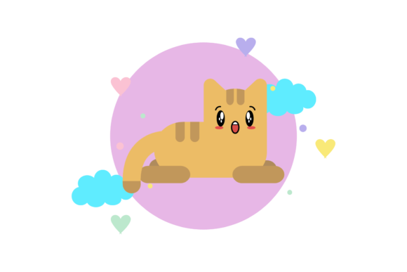 Cute Cat Animal Circle Cloud Bubble