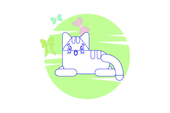 Cute Cat Animal Circle Cloud Ribbon