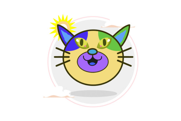 Cute Cat Head Sun Cloud