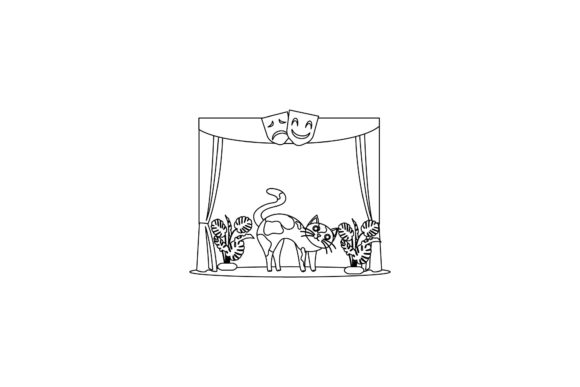 Cute Icon Cat Stage Coloring Page