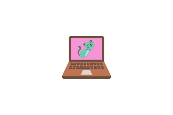 Cute Icon Laptop Cat