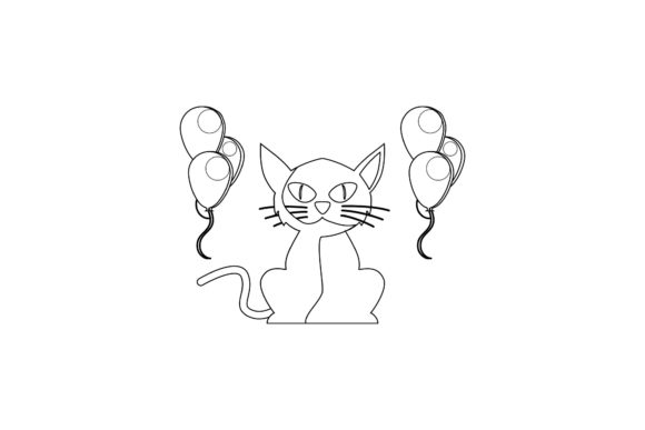 Halloween Horror Cat Outline