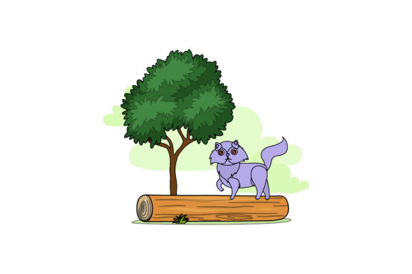 Icon Cat Cute in Wood Color Outline