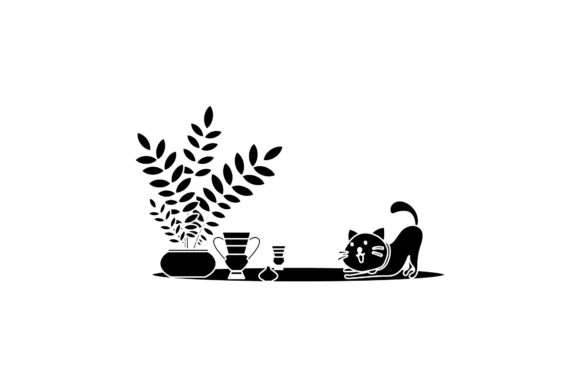 Icon Cute Cat Play Jars Black Filled