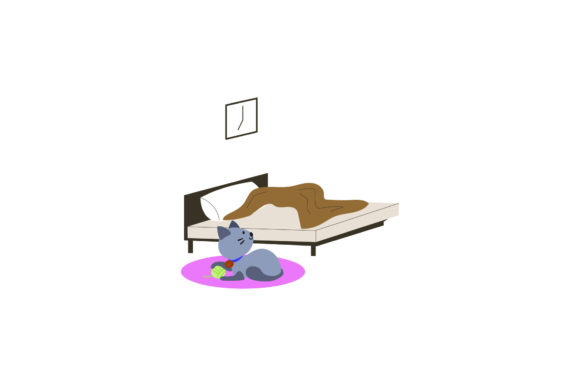 Icon Cute Cat Played Ball